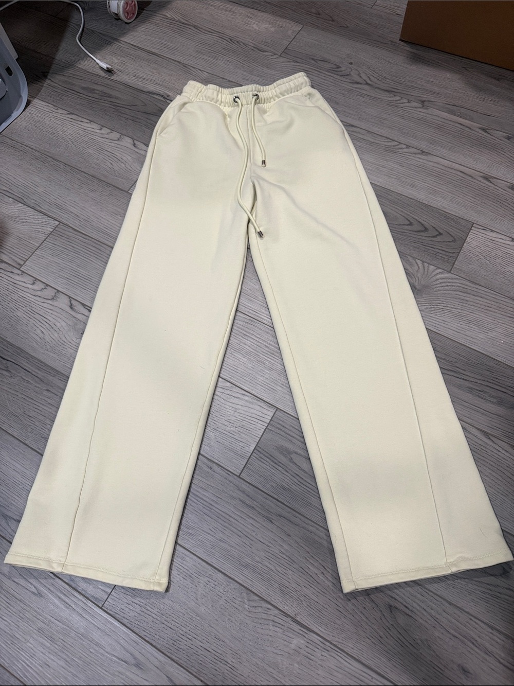 MaxMara Pastel Yellow Wide-Leg Drawstring sweatpants